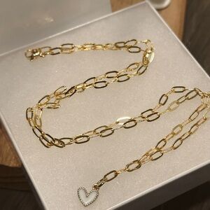 Gold Chain Necklace with Heart Pendant
